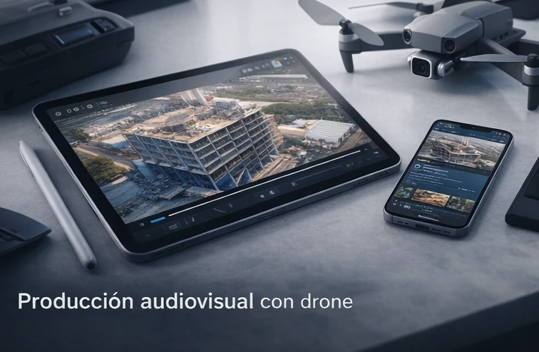 Producción audiovisual con drone para empresas y obras, filmación aérea profesional